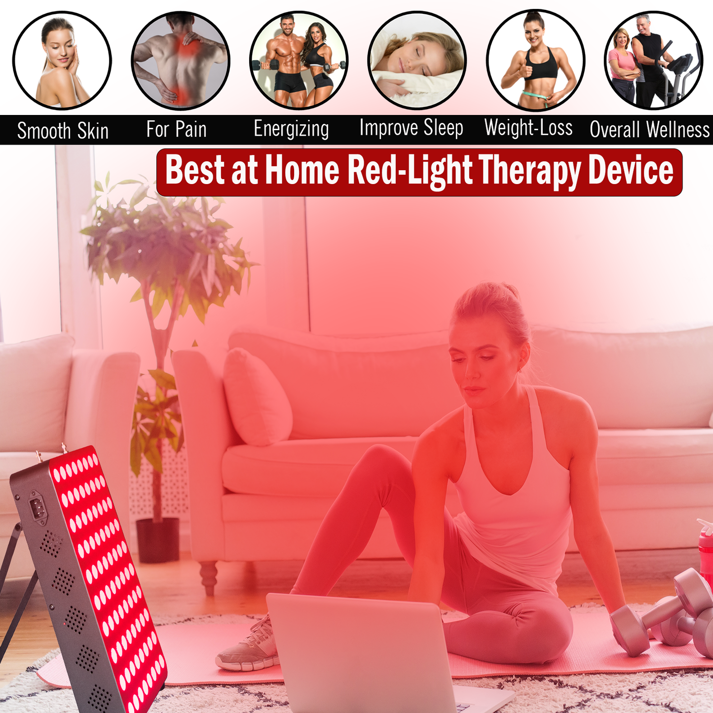 Lumi Glow Light 400W Red Light Therapy Panel — 660nm & 850nm Dual-Chip Full Body Device