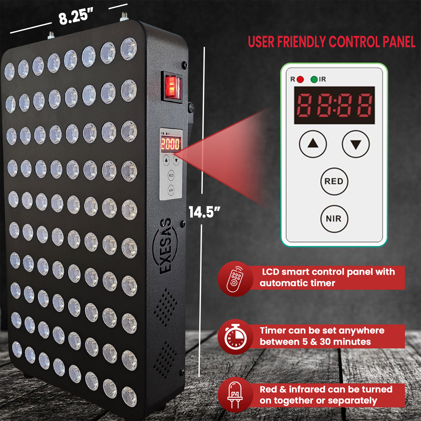 Lumi Glow Light 400W Red Light Therapy Panel — 660nm & 850nm Dual-Chip Full Body Device